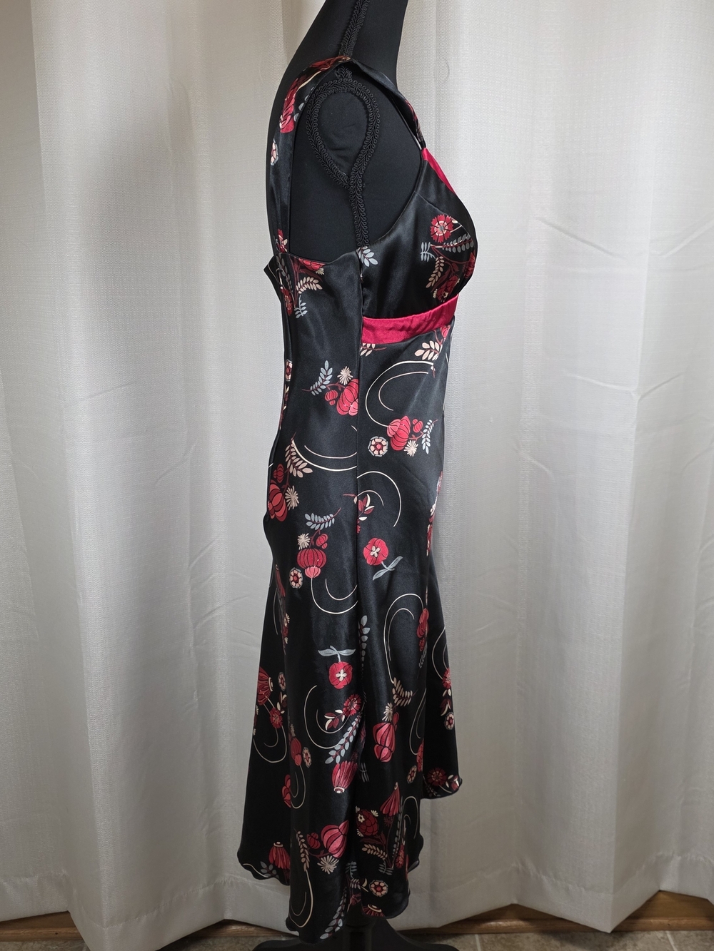 Y2K Satin Floral Empire Waist Dress - Picture 4 of 13